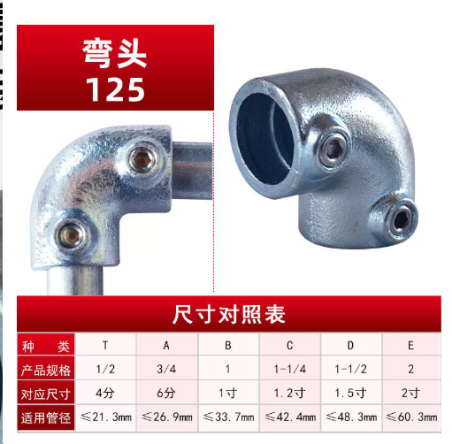 欧标TUV认证4分镀锌连接件钢管接头置物收纳框架结构20mm紧固件