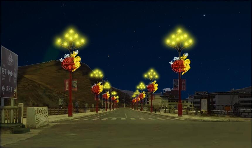 眉山道路装饰灯效果图制作灯笼三连串LED