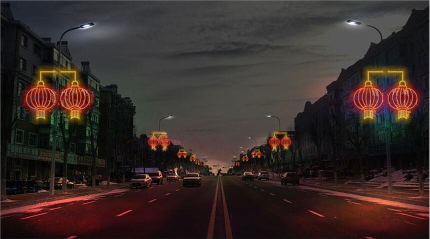 合肥春节亮化灯杆装饰街道亮化照树灯路灯灯杆造型灯笼